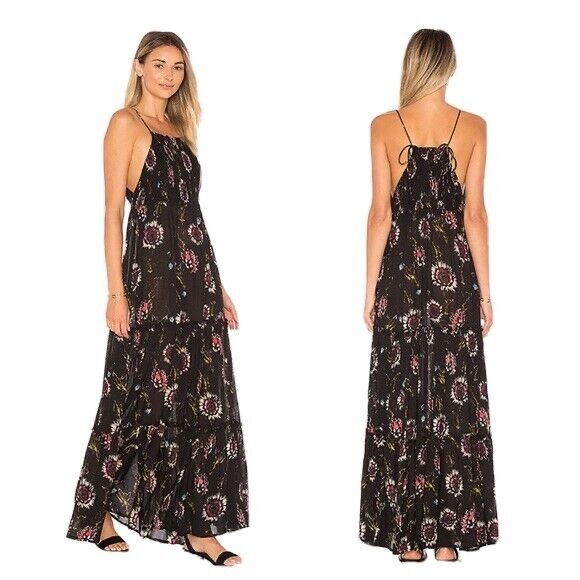 Free People Dresses & Skirts - Intimately Free People Garden Party Maxi Dress XS Black Floral Smocked